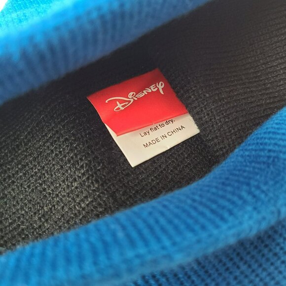 Disney Mickey Mouse MM Beanie Knit Winter Hat Blue Black Unisex Apparel OSFM - Picture 7 of 8
